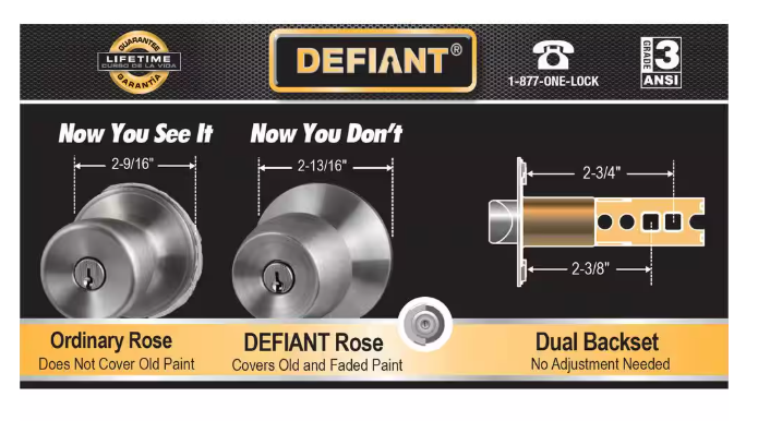 Defiant Hartford Satin Nickel Bed/Bath Door Knob Contractor Pack (6-Pack)