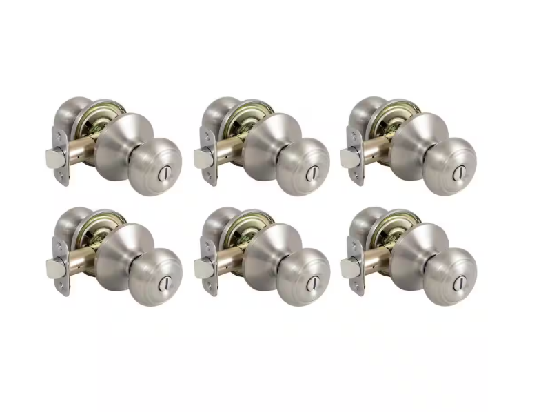 Defiant Hartford Satin Nickel Bed/Bath Door Knob Contractor Pack (6-Pack)