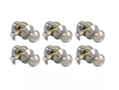 Defiant Hartford Satin Nickel Bed/Bath Door Knob Contractor Pack (6-Pack)
