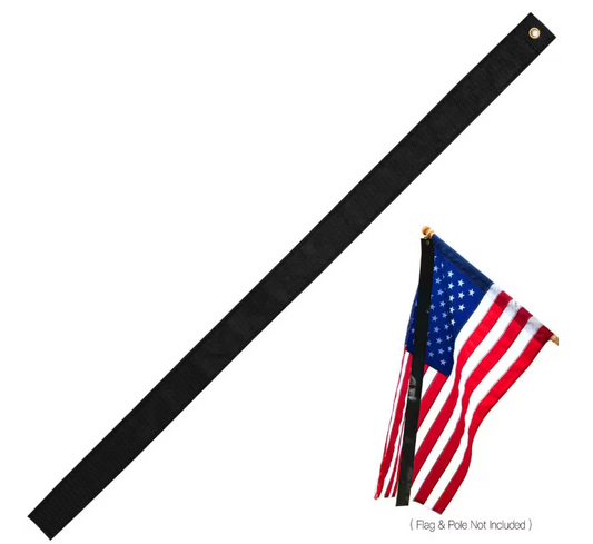 ANLEY 5 ft. x 2.5 in Mourning Flag Streamer Half-Mast Mourning Ribbon Double Stitched Honoring The Fallen Half