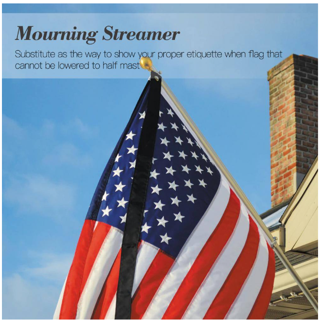 ANLEY 5 ft. x 2.5 in Mourning Flag Streamer Half-Mast Mourning Ribbon Double Stitched Honoring The Fallen Half