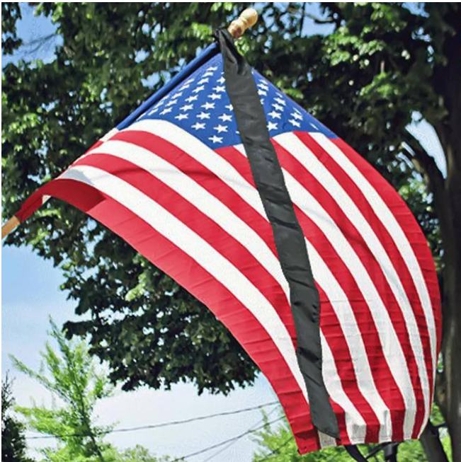 ANLEY 5 ft. x 2.5 in Mourning Flag Streamer Half-Mast Mourning Ribbon Double Stitched Honoring The Fallen Half