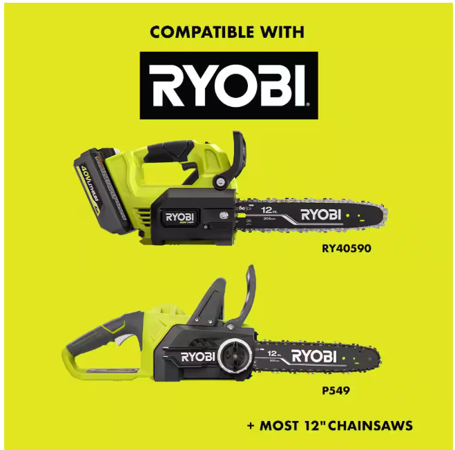 RYOBI 12 in. 0.043-Gauge Replacement Chainsaw Chain, 45 Links (Single-Pack)