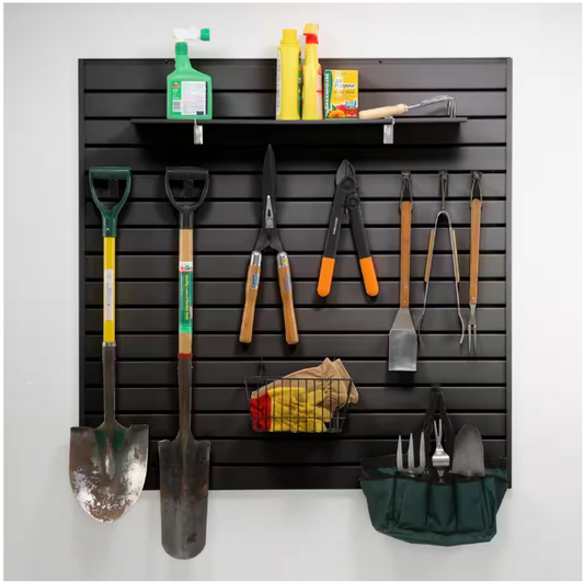 Jifram Easy Living 4 ft. x 4 ft. or 8 ft. x 2 ft. Black Plastic Slat Wall Kit