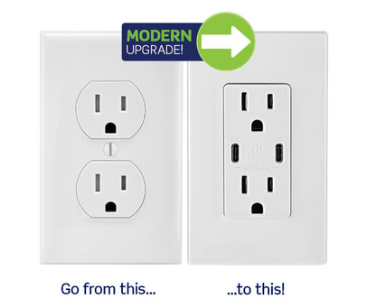 Leviton Decora 15 Amp Tamper Resistant Duplex Outlet with 30W USB-C Power Delivery Charger, Light Almond, (1-Pack) T5635-T