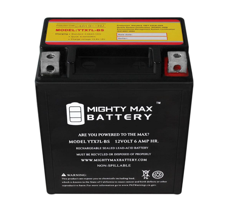 MIGHTY MAX BATTERY YTX7L-BS 12v 6Ah Battery for Suzuki 250 GZ250 1999-2012