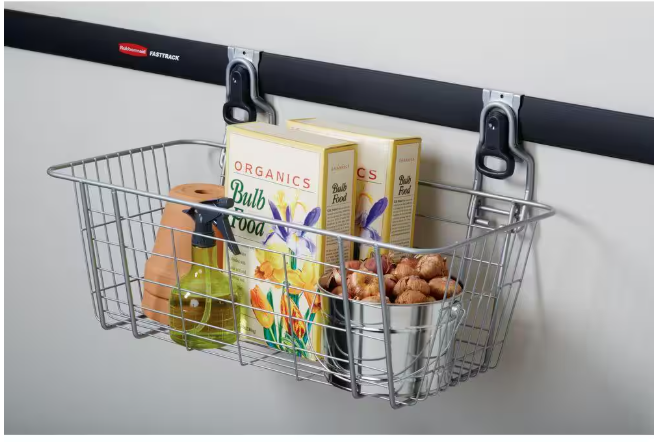 Rubbermaid Fasttrack Garage 24 in. H x 13.13 in. W Wire Mesh Basket,Wall Mounted Storage, Organization Track System for Home/Garage