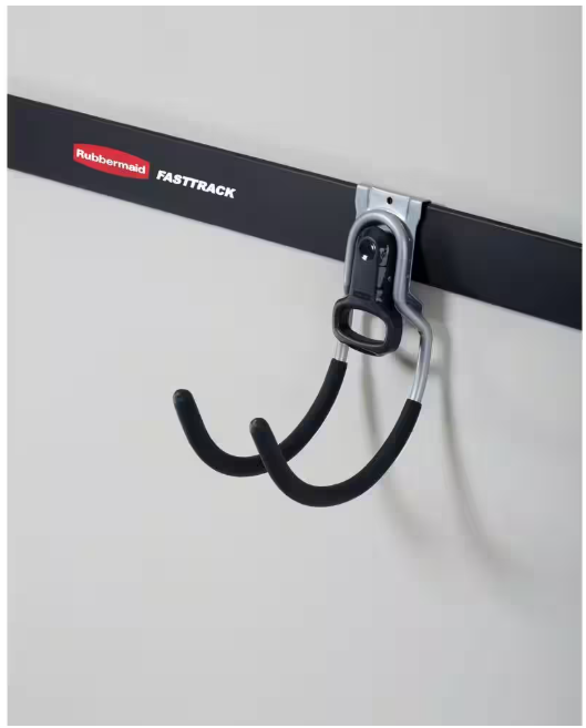 2-Pack Rubbermaid Fasttrack Garage Utility Hook, 50 lbs. Capacity, Wall Mounted Storage and Organization System for Home/Garage
