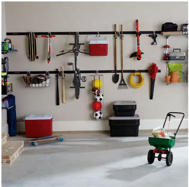 (4-Pack) Rubbermaid Fasttrack Garage Dual Handle Utility Hook,50 lbs. Capacity, Wall Mounted Storage and Organization