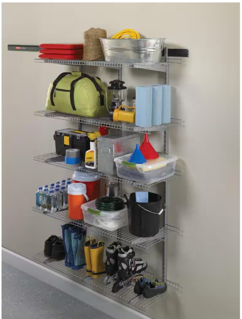 4-Pack Rubbermaid Fasttrack Garage 16 in. Deep Shelf Bracket with Speed Clips, 350 lbs. Capacity,Wall Mounted Storage, Organization System