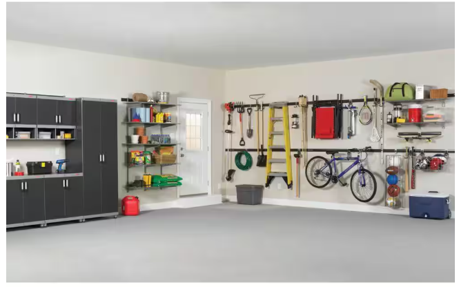 4-Pack Rubbermaid Fasttrack Garage 16 in. Deep Shelf Bracket with Speed Clips, 350 lbs. Capacity,Wall Mounted Storage, Organization System