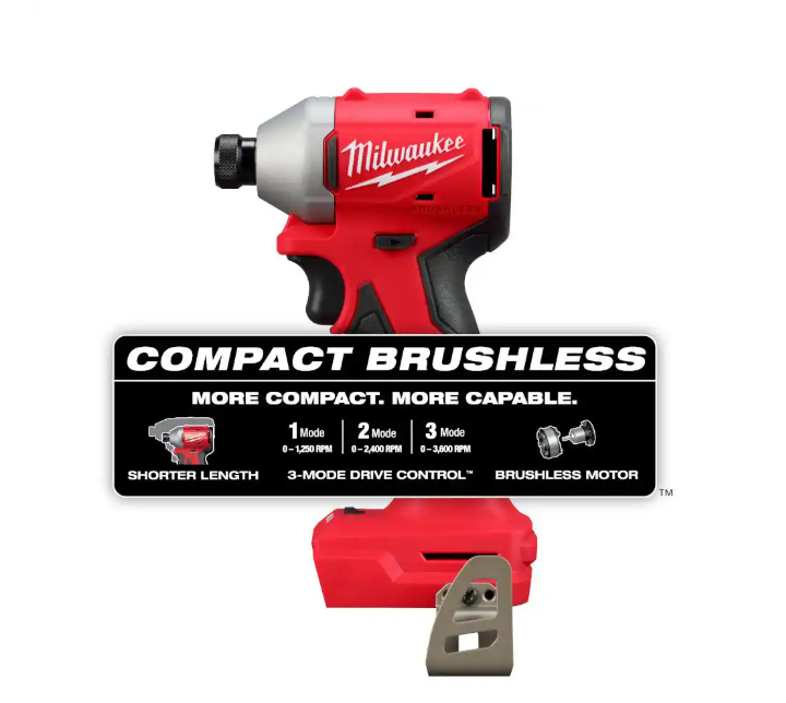 Milwaukee M18 18V Lithium-Ion Compact Brushless Cordless 1/4 in. Impact Driver (Tool-Only)
