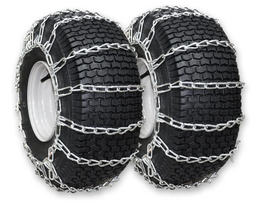 OakTen Set of 2 Tire Chains for Lawn Garden Tractors Mowers and Rider, 2-Link, Fits for Tire Size 22x9.5x12 22x11x10 23x10x12