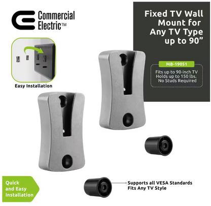 Commercial Electric Fixed TV Wall Mount for 26 in. - 90 in. TVs