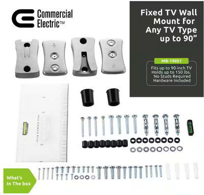 Commercial Electric Fixed TV Wall Mount for 26 in. - 90 in. TVs