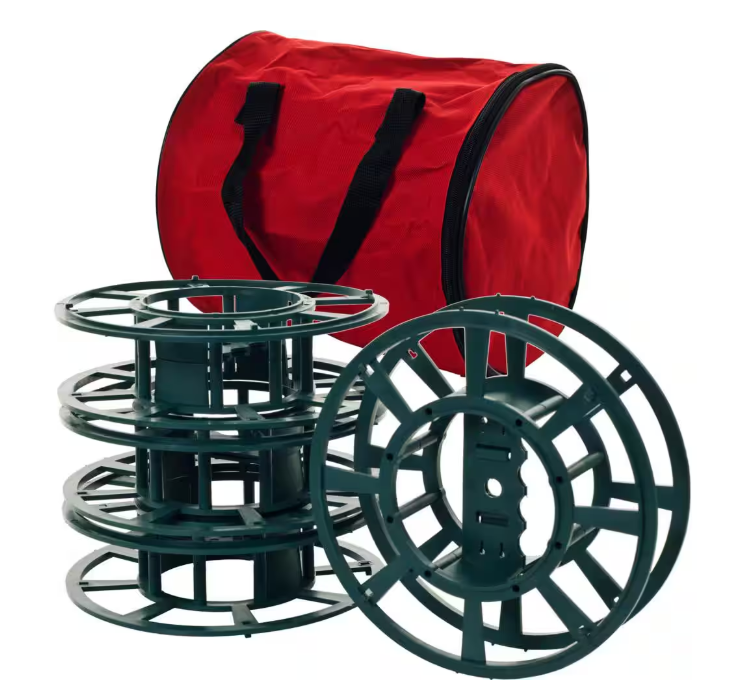 Pure Garden Four 100 ft. Extension Cord Reels for Storing Christmas Lights, Rope, and Cables with Carry Bag