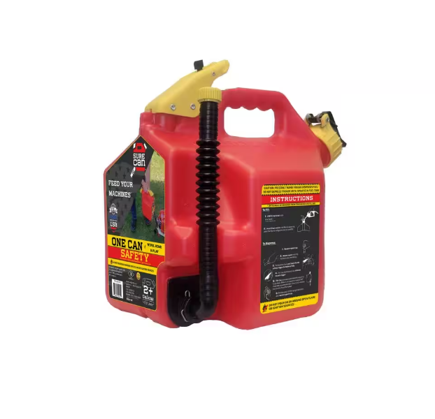 SureCan 2+ Gallon Gasoline Type II Safety Can Red with Rotating Flexible Spout