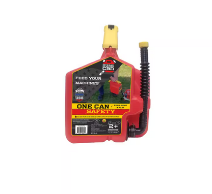 SureCan 2+ Gallon Gasoline Type II Safety Can Red with Rotating Flexible Spout
