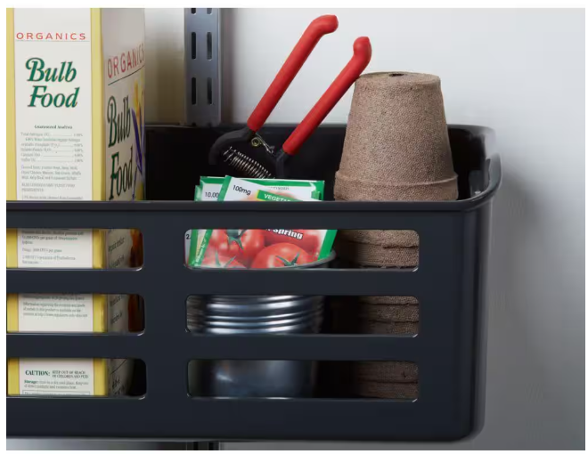 Rubbermaid Fasttrack 15.5 in. W Plastic Utility Bin, Wall Mounted Storage and Organization Track System Accessory for Home/Garage