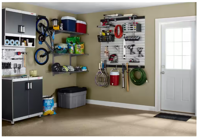 Rubbermaid Fasttrack 15.5 in. W Plastic Utility Bin, Wall Mounted Storage and Organization Track System Accessory for Home/Garage