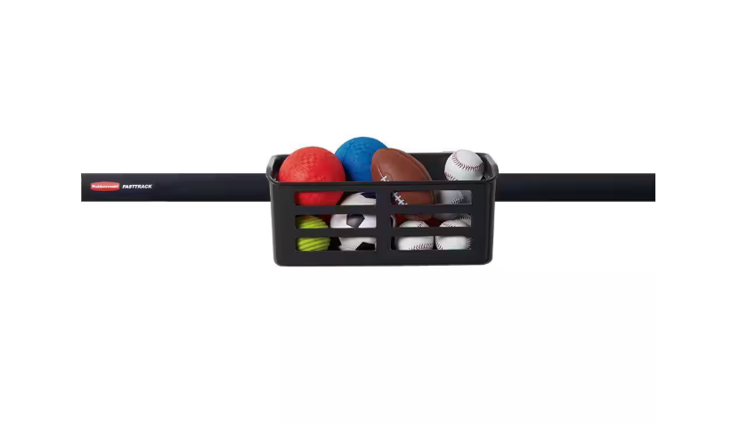 Rubbermaid Fasttrack 15.5 in. W Plastic Utility Bin, Wall Mounted Storage and Organization Track System Accessory for Home/Garage