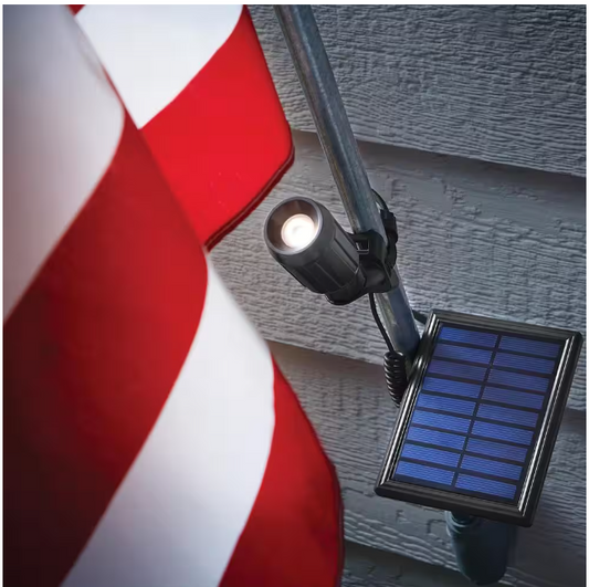 Hampton Bay LED Flag Light 91932, 50 Lumens Solar Power Pole Light, Black Finish