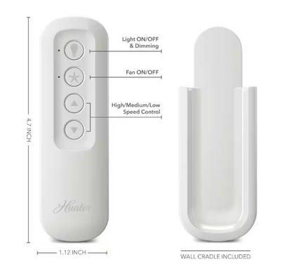 Hunter Universal 3 Speed Damp Rated Ceiling Fan Handheld Remote Control White