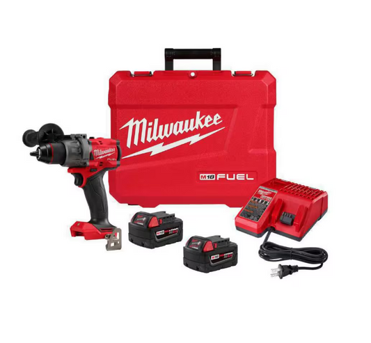Milwaukee M18 FUEL 18V Lithium-Ion Brushless Cordless 1/2 in. Hammer Drill Driver Kit with Two 5.0 Ah Batteries and Hard Case
