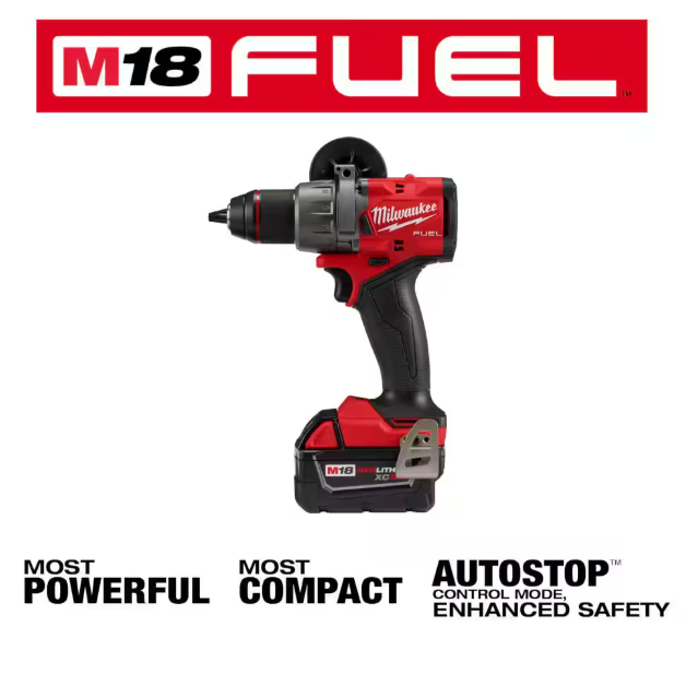 Milwaukee M18 FUEL 18V Lithium-Ion Brushless Cordless 1/2 in. Hammer Drill Driver Kit with Two 5.0 Ah Batteries and Hard Case