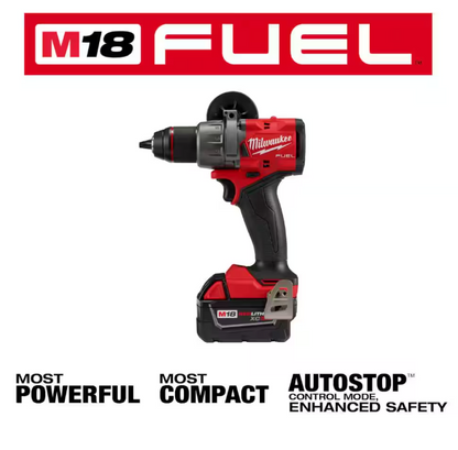 Milwaukee M18 FUEL 18V Lithium-Ion Brushless Cordless 1/2 in. Hammer Drill Driver Kit with Two 5.0 Ah Batteries and Hard Case