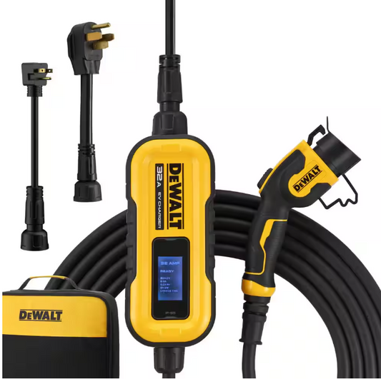 DEWALT Level-2 Portable Electric Vehicle EV Charger up to 32 Amps, 120-240-Volt AC 7.6 KW, 25 Ft. Cable, Weatherproof