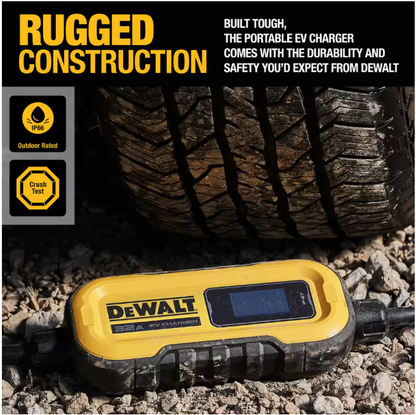 DEWALT Level-2 Portable Electric Vehicle EV Charger up to 32 Amps, 120-240-Volt AC 7.6 KW, 25 Ft. Cable, Weatherproof