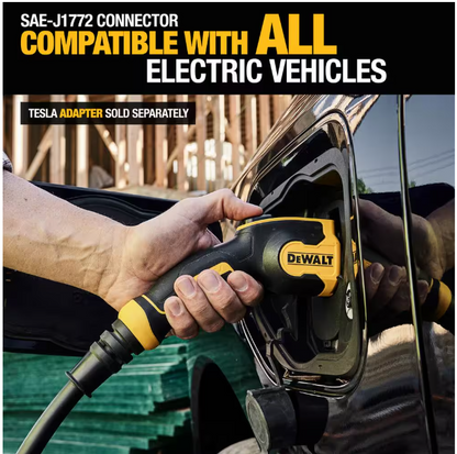 DEWALT Level-2 Portable Electric Vehicle EV Charger up to 32 Amps, 120-240-Volt AC 7.6 KW, 25 Ft. Cable, Weatherproof