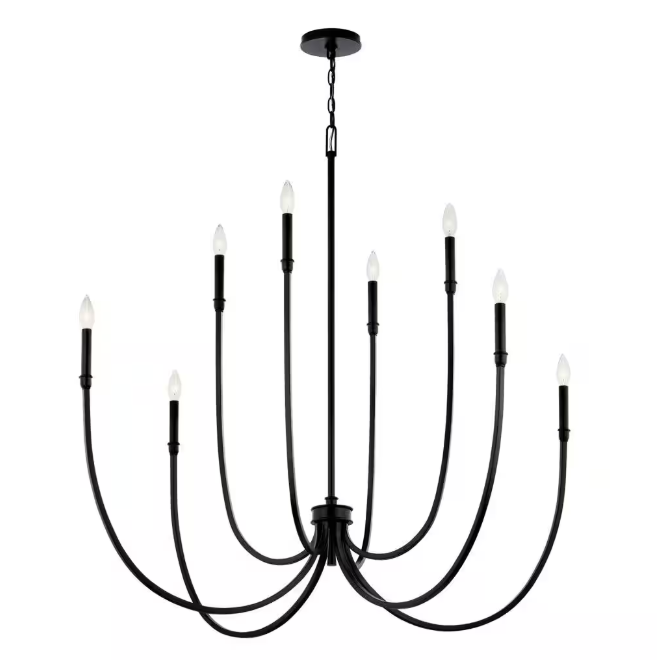 KICHLER Malene 45.25 in. 8-Light Black Traditional Candle Foyer Chandelier for Dining Room
