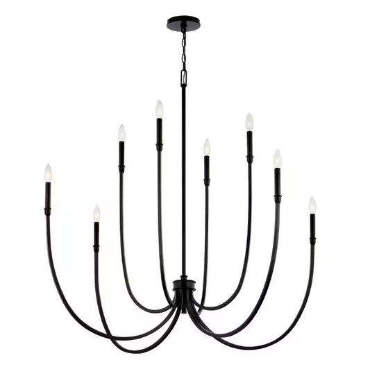 KICHLER Malene 45.25 in. 8-Light Black Traditional Candle Foyer Chandelier for Dining Room