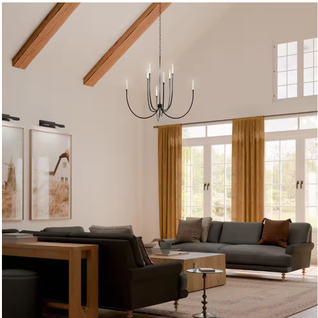 KICHLER Malene 45.25 in. 8-Light Black Traditional Candle Foyer Chandelier for Dining Room
