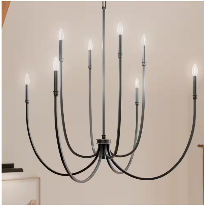 KICHLER Malene 45.25 in. 8-Light Black Traditional Candle Foyer Chandelier for Dining Room