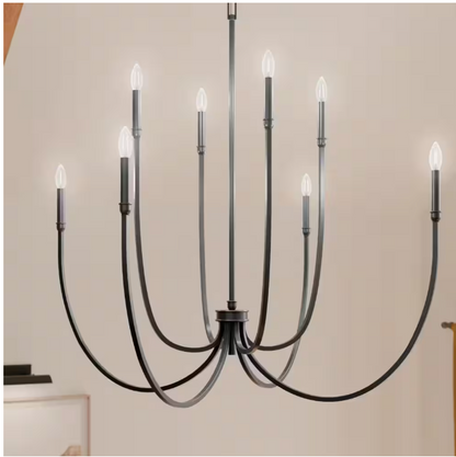 KICHLER Malene 45.25 in. 8-Light Black Traditional Candle Foyer Chandelier for Dining Room