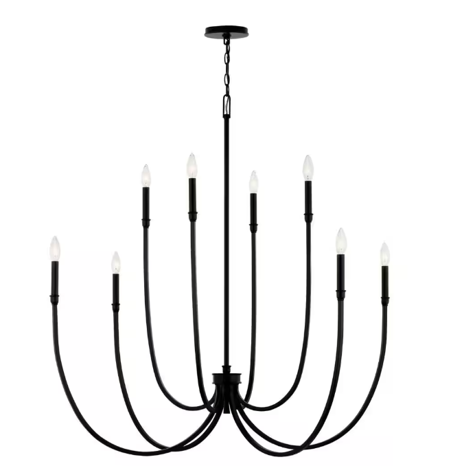 KICHLER Malene 45.25 in. 8-Light Black Traditional Candle Foyer Chandelier for Dining Room