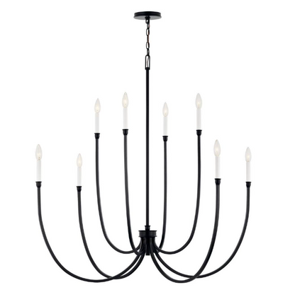 KICHLER Malene 45.25 in. 8-Light Black Traditional Candle Foyer Chandelier for Dining Room