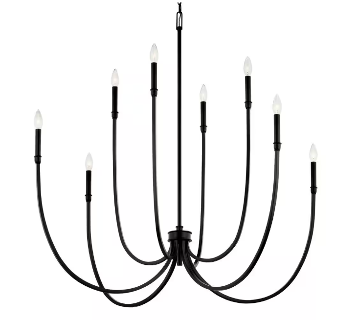 KICHLER Malene 45.25 in. 8-Light Black Traditional Candle Foyer Chandelier for Dining Room