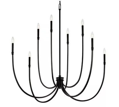 KICHLER Malene 45.25 in. 8-Light Black Traditional Candle Foyer Chandelier for Dining Room