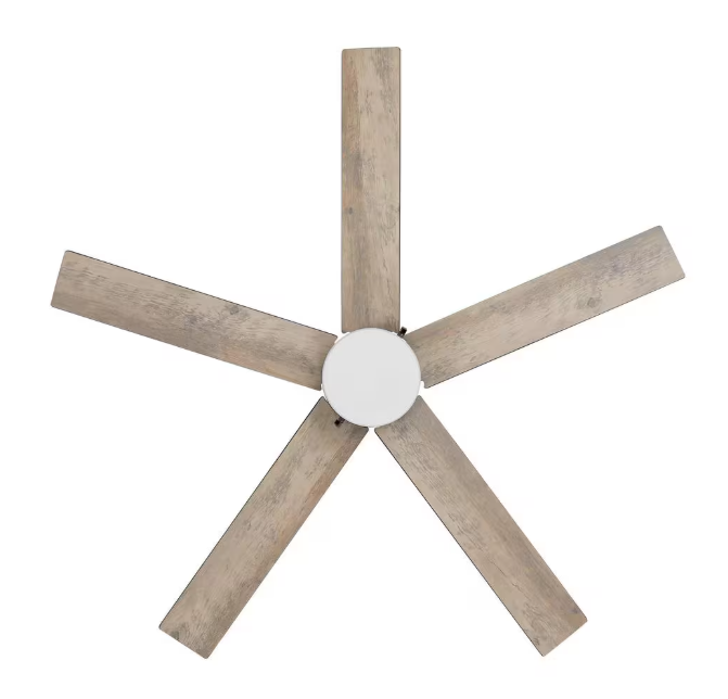 Hampton Bay Caltris 52 in. Integrated LED Indoor/Outdoor Matte Black Ceiling Fan with Light and Pull Chains Included