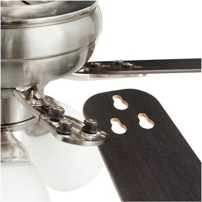Hampton Bay Riley 44 in. Indoor LED Brushed Nickel Ceiling Fan with Light Kit, 5 QuickInstall Reversible Blades and Remote Control