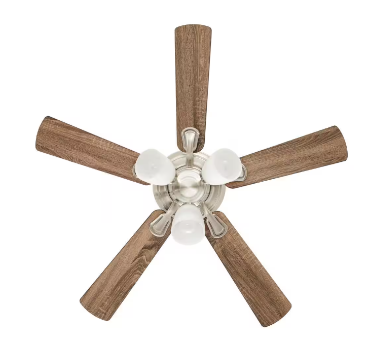 Hampton Bay Riley 44 in. Indoor LED Brushed Nickel Ceiling Fan with Light Kit, 5 QuickInstall Reversible Blades and Remote Control