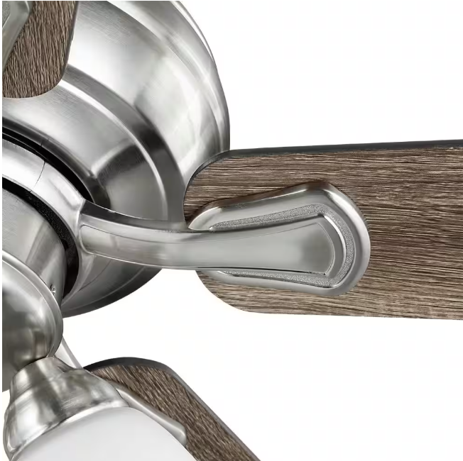 Hampton Bay Riley 44 in. Indoor LED Brushed Nickel Ceiling Fan with Light Kit, 5 QuickInstall Reversible Blades and Remote Control