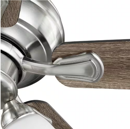 Hampton Bay Riley 44 in. Indoor LED Brushed Nickel Ceiling Fan with Light Kit, 5 QuickInstall Reversible Blades and Remote Control