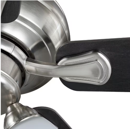 Hampton Bay Riley 44 in. Indoor LED Brushed Nickel Ceiling Fan with Light Kit, 5 QuickInstall Reversible Blades and Remote Control