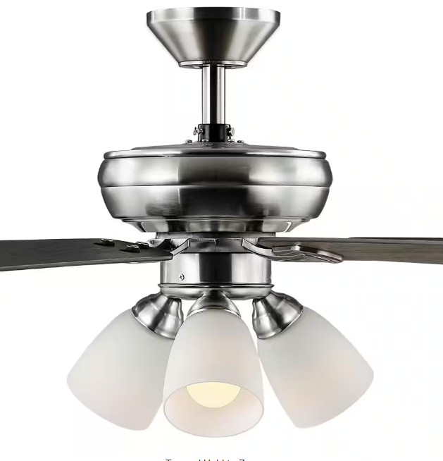 Hampton Bay Riley 44 in. Indoor LED Brushed Nickel Ceiling Fan with Light Kit, 5 QuickInstall Reversible Blades and Remote Control