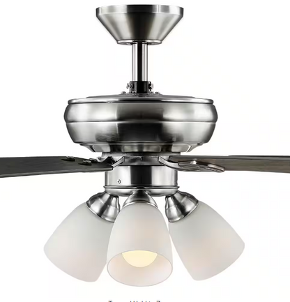 Hampton Bay Riley 44 in. Indoor LED Brushed Nickel Ceiling Fan with Light Kit, 5 QuickInstall Reversible Blades and Remote Control